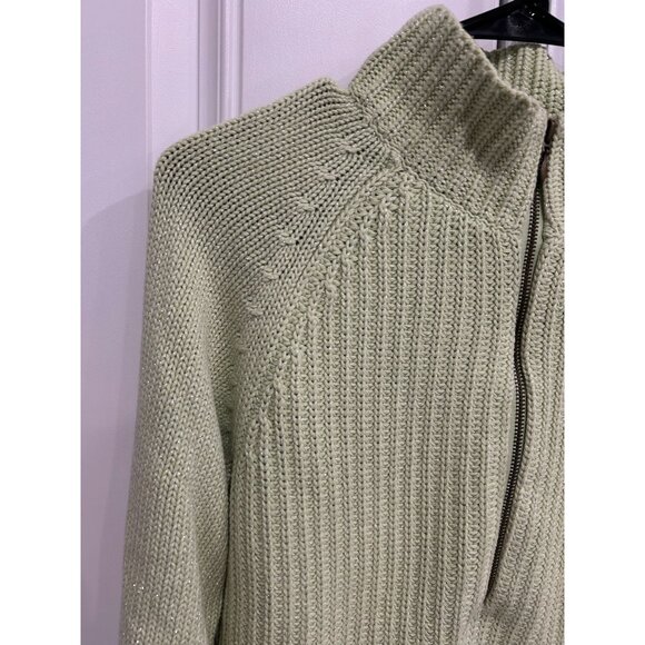 Crazy Horse Liz Claiborne Light Green Ribbed Half-Zip Sweater Sz Medium - Picture 4 of 11